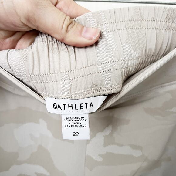 [Athleta] Brooklyn Camo Jogger Pants Abalone Tan Elastic Waist Loungewear - Picture 10 of 11
